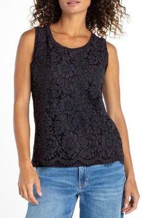 Liverpool L.A. Lace Front Knit Tank in Black at Nordstrom, Size Large