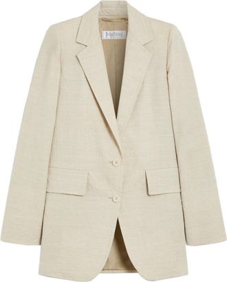 Max Mara Jassen, Dames, Beige, L, Wol, Crumpled Texture Wool Jacket