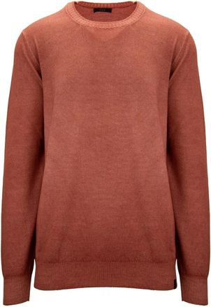 Fay Heren wollen trui met logopatch - Heren - Ronde hals truien - Rood - XL - Wol - Truien & Vesten