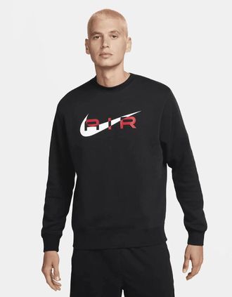 Nike Mens Nike Air Swoosh Fleece Sweatshirt Black/Red - Size: 40