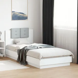 vidaXL Vidaxl - Estructura Cama Con Cabecero Madera Ingenier&iacute;a Blanco 100x200cm