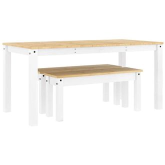 vidaXL Juego De Comedor Panama 3 Pzas Madera Maciza De Pino Blanco Vidaxl