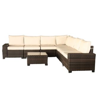 Concept Usine Conjunto de muebles de jardin en esquina para 7 plazas en resina tejid
