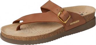 Mephisto Womens Helen Toe-Post Sandal In Camel Scratch
