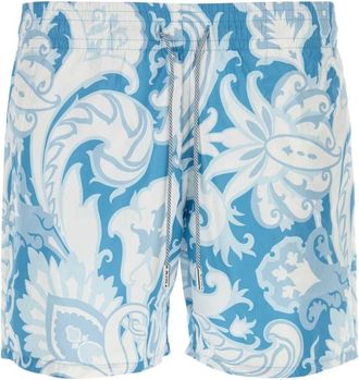 Etro Bedrukte zwemshorts - Heren - Strandmode - Blauw - L - Polyester - Badmode