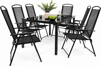 ebuy24 Vcm 7 Pcs Conjunto De Muebles De Jard&iacute;n Grupo De Asientos Grupo De Comedor 1x Mesa, 6x Sillas Mesa Dimensiones Aprox. Al. 76 X An. 189 X P. 90 Cm Jueg