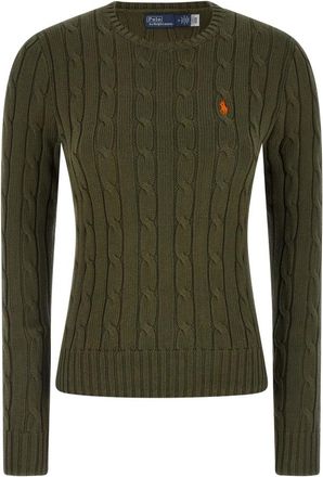 Polo Ralph Lauren Julianna Kabeltrui - Dames - Ronde hals truien - Groen - M - Katoen - Truien & Vesten