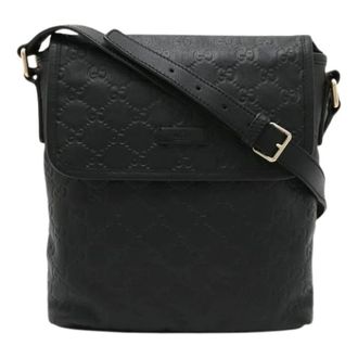Gucci Vintage, unisex, Zwart, ONE Size, Leer, Pre-owned Leather Cross Body Bag