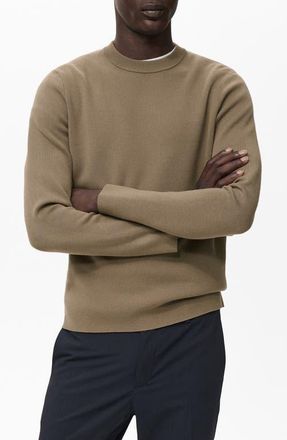 Mango Regular Fit Crewneck Sweater in Medium Brown at Nordstrom, Size Large