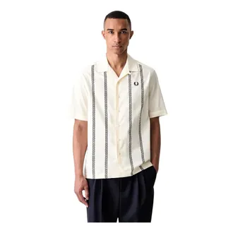 Fred Perry Camisa con Cuello Revere Estampada - Shirts - Hombre - Beige - XL