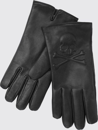 Philipp Plein Guanti in nappa con applicazione Skull metallica
