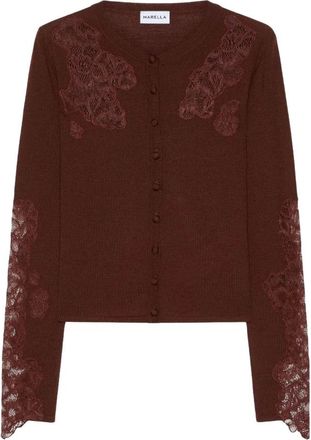 Marella Carioca Cardigan - - Knitwear - Donna - Marrone - L