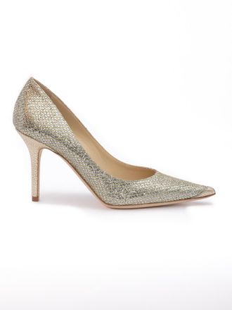 Jimmy Choo London Gold Glitter Fabric Agnes Womens Pumps