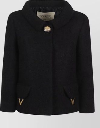 Valentino vlogo signature wool jacket round collar