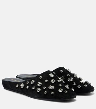 Veronica Beard Narcisa crystal-embellished suede mules