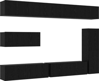 vidaXL Vidaxl - 7 Piece tv Cabinet Set Wall-mounted Black Oak Engineered Wood