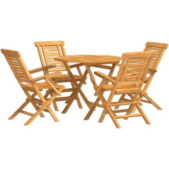 vidaXL Juego De Comedor Para Jard&iacute;n 5 Piezas Madera Maciza De Teca Vidaxl
