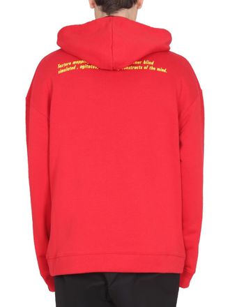 Raf Simons Hooded Cotton Sweatshirt - Red