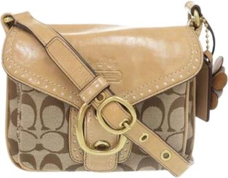 Coach Pre-owned Cross Body Bags, female, Beige, Size: ONE SIZE Pre-owned Canvas Shoulder Bag