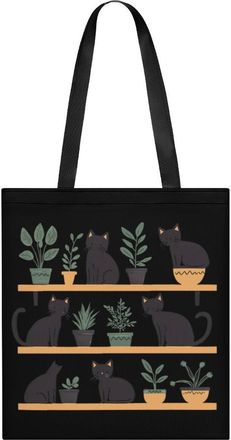 Generic Cats And Plants Womens Tote Casual Shopping Bag Lightweight Shoulder Bags Hobos Handbag for Work Travel Daily 35x40cm
