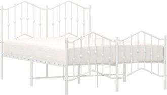 vidaXL Vidaxl - Metal Bed Frame without Mattress with Footboard White 120x190cm