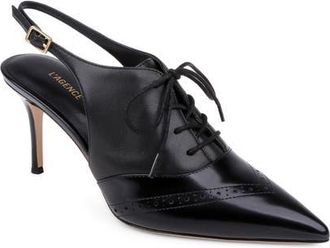 L'agence Shreya Pointed Toe Slingback Pump in Black Leather at Nordstrom, Size 9.5