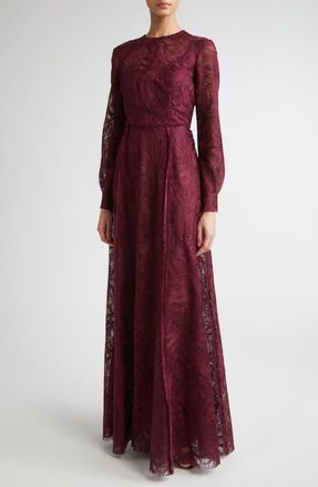 Erdem Long Sleeve Lace Gown in Nightshade at Nordstrom, Size 4 Us