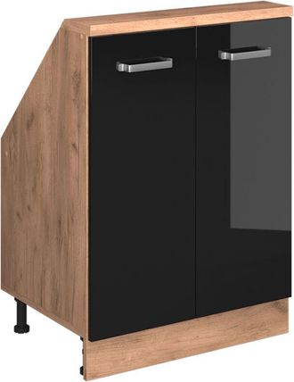 Vicco Armario Para Techo Inclinado Rion, Roble Negro/dorado De Alto Brillo, Con 2 Puertas, Vicco