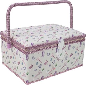 No Brand Organizador De Cesta De Costura - Caja De Almacenamiento Para Manualidades - Suministros Para Pasatiempos - Asa Desmontable Para Tablet - 214 Cm De An