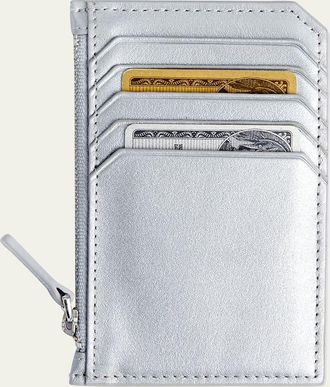 Royce Leather Monogrammed Zippered Leather Credit Card Case