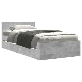 Berkfield Home Bed Frame with Headboard without Mattress Concrete Grey 90x200 cm