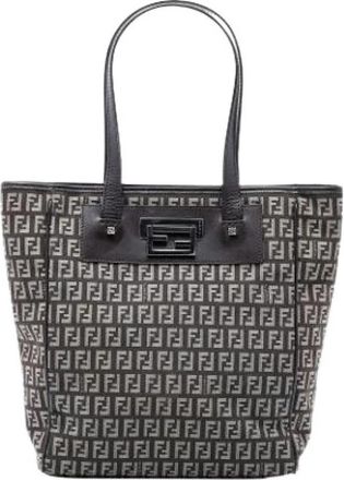 Fendi Pre-owned Canvas Tote Bag - Dames - Vintage Shopper - Bruin - ONE Size - Leer - Vintage