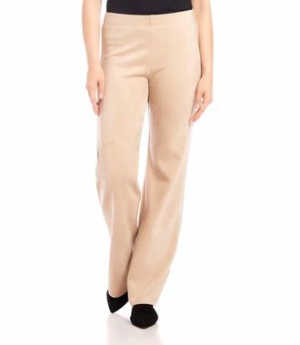 Karen Kane Alina Faux Suede Boot Cut Pants In Almond