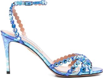 Aquazzura 85 mm Tequila stiletto sandalen verfraaid met kristallen - Blauw