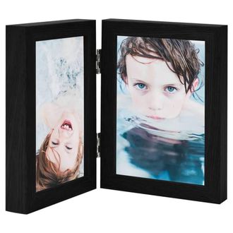 Berkfield Home Bifold Photo Frame Collage Black 2x