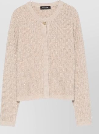 Fabiana Filippi wool silk cashmere sequin-embellished ribbed round-neck cardigan