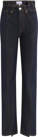 Ganni Slub Denim Fold Jeans - Dames - Regular Fit Jeans - Blauw - W25 - Denim - Jeans
