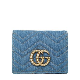 Gucci Blue Denim Artificial Pearl Wallet (Bi-Fold) (Pre-Owned)