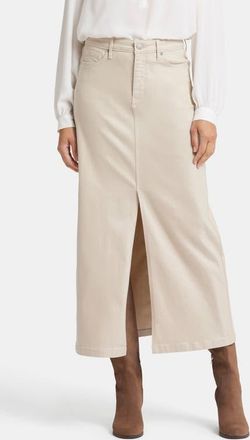 NYDJ High Waist Slit Front Denim Maxi Skirt in Feather at Nordstrom, Size 14