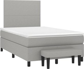 vidaXL Vidaxl - Cama Box Spring Con Colch&oacute;n Tela Gris Claro 120x190 Cm