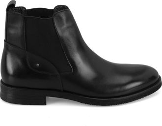Desa Mens Leather Boots - Flat Heel, Breathable | Black - 45
