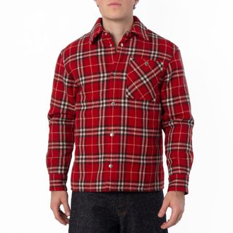 Burberry Check Wool Flannel Overshirt, Size X-Small