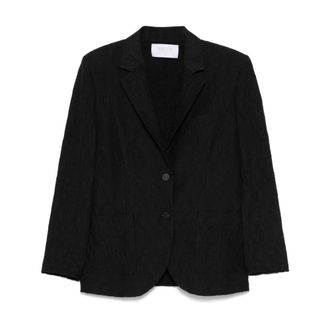 Harris Wharf London Blazers, female, Black, L, Black Button-Up Jacket with Pockets