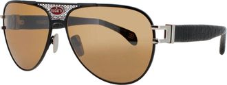 Bugatti Mens 63 mm Black Sterling Silver Sunglasses 11-BK-SS