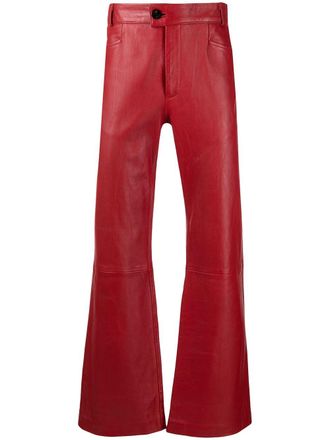 Ernest W. Baker flare-cut coated-cotton trousers - men - Lamb Skin/Viscose/Cupro - L - Red