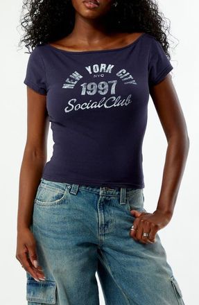 PacSun NYC Social Club Graphic T-Shirt in Navy at Nordstrom, Size X-Small