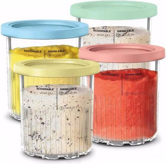 OEM Lot De 4 R&eacute;cipients &Agrave; Cr&egrave;me Glac&eacute;e De Rechange Pour Ninja Creami Deluxe Nc501/nc500 Series, 680ml Pour Accessoires Ninja Machine