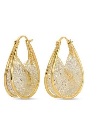 Eye Candy Los Angeles Aiysha Mesh CZ Huggie Earrings in Gold at Nordstrom Rack