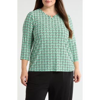 Jones New York Bar Keyhole Top in Kelly Multi at Nordstrom, Size 3 X