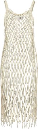 Maison Margiela open-knit midi dress - women - Cotton/Polyester/Other fibres - M - Neutrals